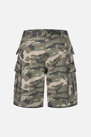 Concert Outfit Camouflage Badge Cargo Shorts