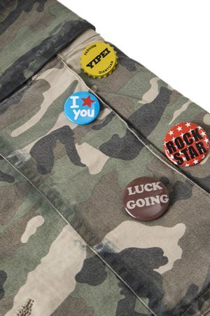 Concert Outfit Camouflage Badge Cargo Shorts