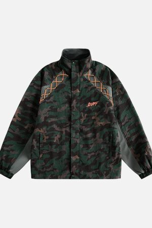 Concert Outfit Camouflage Diamond Patchwork Jacket
