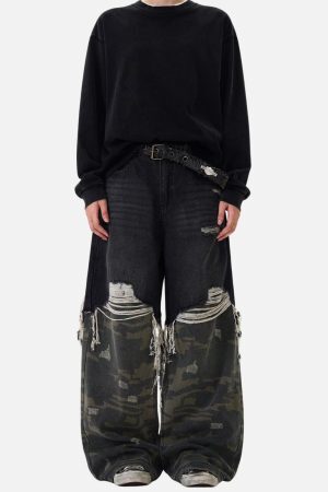 Concert Outfit Camouflage Distressed Jeans