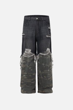Concert Outfit Camouflage Distressed Jeans