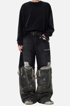 Concert Outfit Camouflage Distressed Jeans