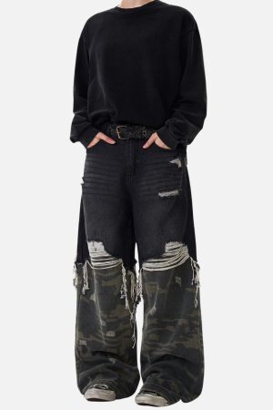 Concert Outfit Camouflage Distressed Jeans