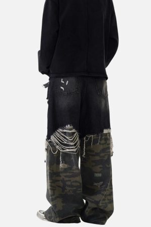 Concert Outfit Camouflage Distressed Jeans