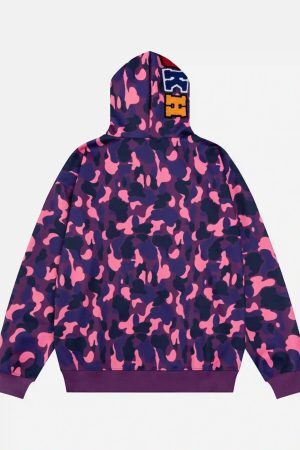 Concert Outfit Camouflage Double Cap Design Hoodie