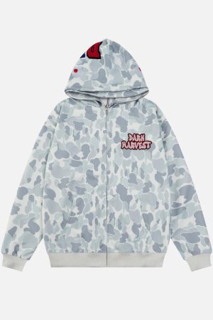 Concert Outfit Camouflage Double Cap Design Hoodie