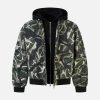Concert Outfit Camouflage Faux Two-Piece Hooded Bomber Jacket