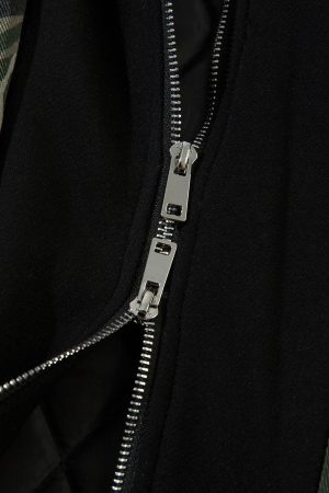 Concert Outfit Camouflage Faux Two-Piece Hooded Bomber Jacket