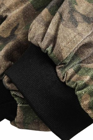 Concert Outfit Camouflage Faux Two-Piece Hooded Jacket