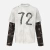 Concert Outfit Camouflage Faux Two-Piece Jersey Long Sleeve T-Shirt