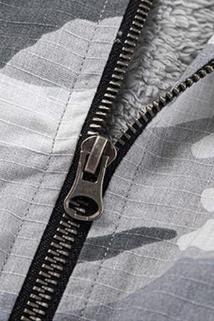 Concert Outfit Camouflage Fleece Hooded Jacket