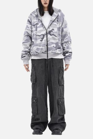 Concert Outfit Camouflage Fleece Hooded Jacket