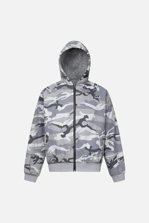 Concert Outfit Camouflage Fleece Hooded Jacket