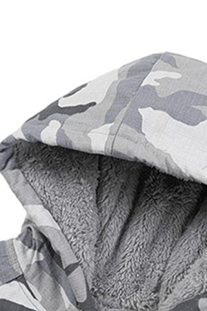 Concert Outfit Camouflage Fleece Hooded Jacket