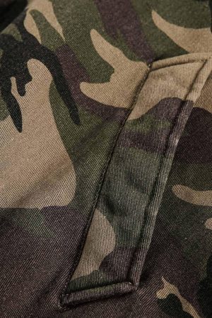 Concert Outfit Camouflage Fur Collar Hooded Quilted Jacket