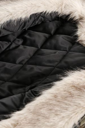 Concert Outfit Camouflage Fur Hooded Jacket