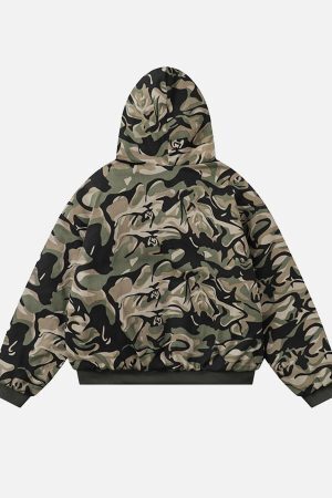 Concert Outfit Camouflage Fur Zipper Hoodie