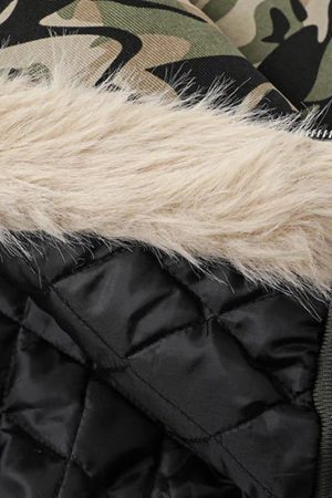 Concert Outfit Camouflage Fur Zipper Hoodie