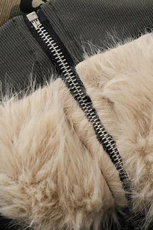 Concert Outfit Camouflage Fur Zipper Hoodie
