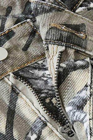 Concert Outfit Camouflage Leaf Straight Leg Pants