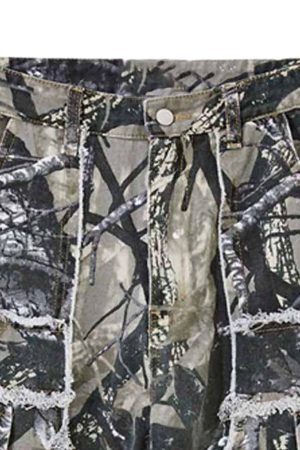 Concert Outfit Camouflage Leaf Straight Leg Pants