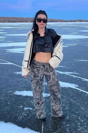 Concert Outfit Camouflage Leaf Straight Leg Pants