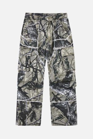 Concert Outfit Camouflage Leaf Straight Leg Pants