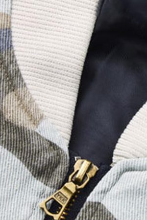 Concert Outfit Camouflage Leather Shoulder Pad Denim Bomber Jacket