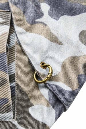 Concert Outfit Camouflage Leather Shoulder Pad Denim Bomber Jacket