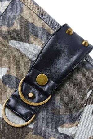 Concert Outfit Camouflage Leather Shoulder Pad Denim Bomber Jacket