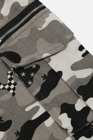 Concert Outfit Camouflage Multi Pocket Jeans