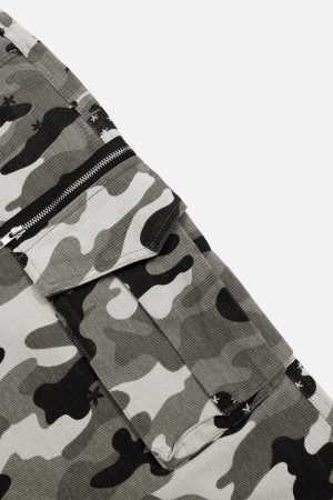 Concert Outfit Camouflage Multi Pocket Jeans