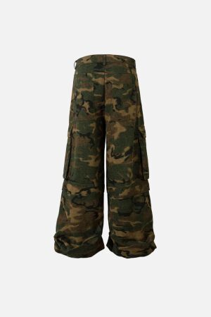 Concert Outfit Camouflage Oversize Denim Cargo Pants