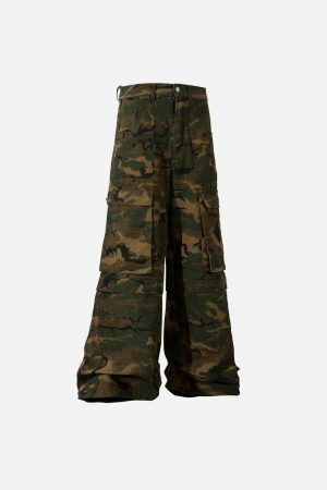 Concert Outfit Camouflage Oversize Denim Cargo Pants