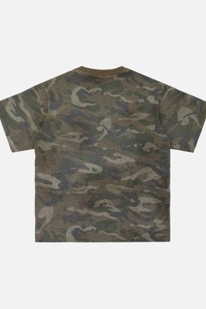 Concert Outfit Camouflage Patchwork Graphic T-Shirt