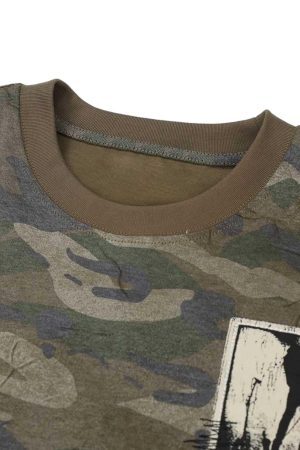 Concert Outfit Camouflage Patchwork Graphic T-Shirt