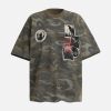 Concert Outfit Camouflage Patchwork Graphic T-Shirt