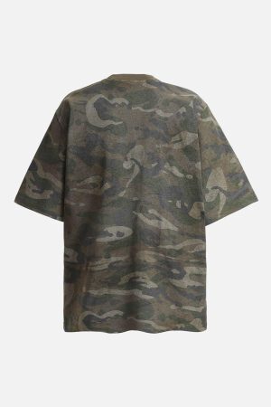 Concert Outfit Camouflage Patchwork Graphic T-Shirt