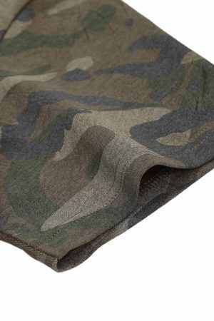 Concert Outfit Camouflage Patchwork Graphic T-Shirt