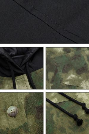 Concert Outfit Camouflage Patchwork Hooded Jacket