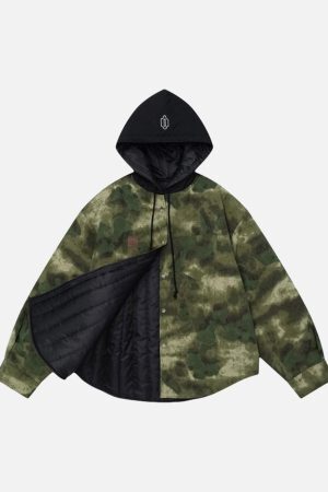 Concert Outfit Camouflage Patchwork Hooded Jacket