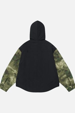 Concert Outfit Camouflage Patchwork Hooded Jacket
