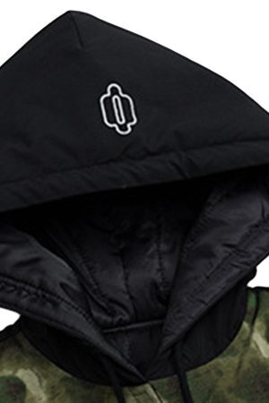 Concert Outfit Camouflage Patchwork Hooded Jacket