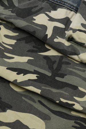 Concert Outfit Camouflage Patchwork Jeans