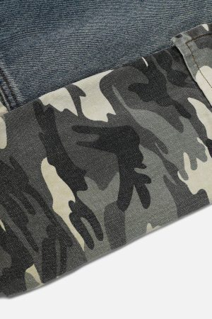 Concert Outfit Camouflage Patchwork Jeans