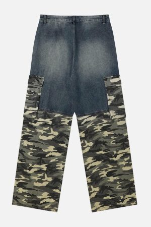 Concert Outfit Camouflage Patchwork Jeans