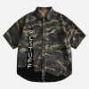 Concert Outfit Camouflage Patchwork Print Letter Short Sleeve Shirt
