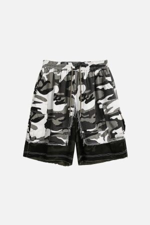 Concert Outfit Camouflage Patchwork Shorts