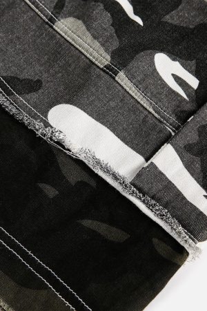 Concert Outfit Camouflage Patchwork Shorts