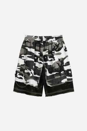 Concert Outfit Camouflage Patchwork Shorts